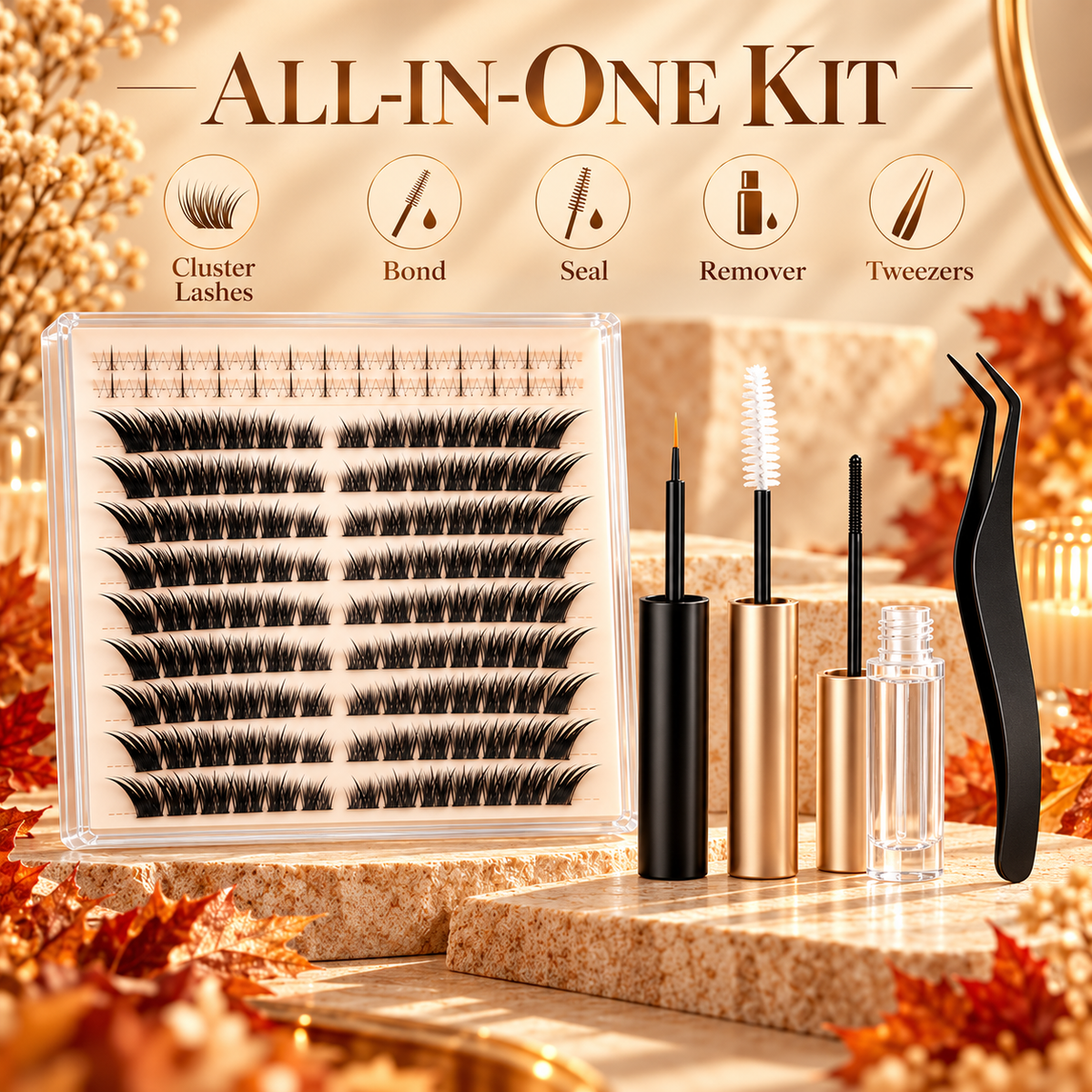 🍂 Fall Sale – Fox Tail Lash Cluster Kit | Wispy & Fluffy DIY Lashes, Natural Fox-Eye Effect, Salon-Quality Lashes at Home