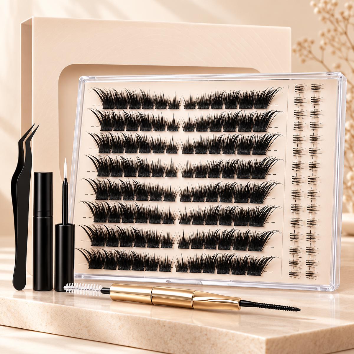 🍂 Fall Sale – Fox Tail Lash Cluster Kit | Wispy & Fluffy DIY Lashes, Natural Fox-Eye Effect, Salon-Quality Lashes at Home