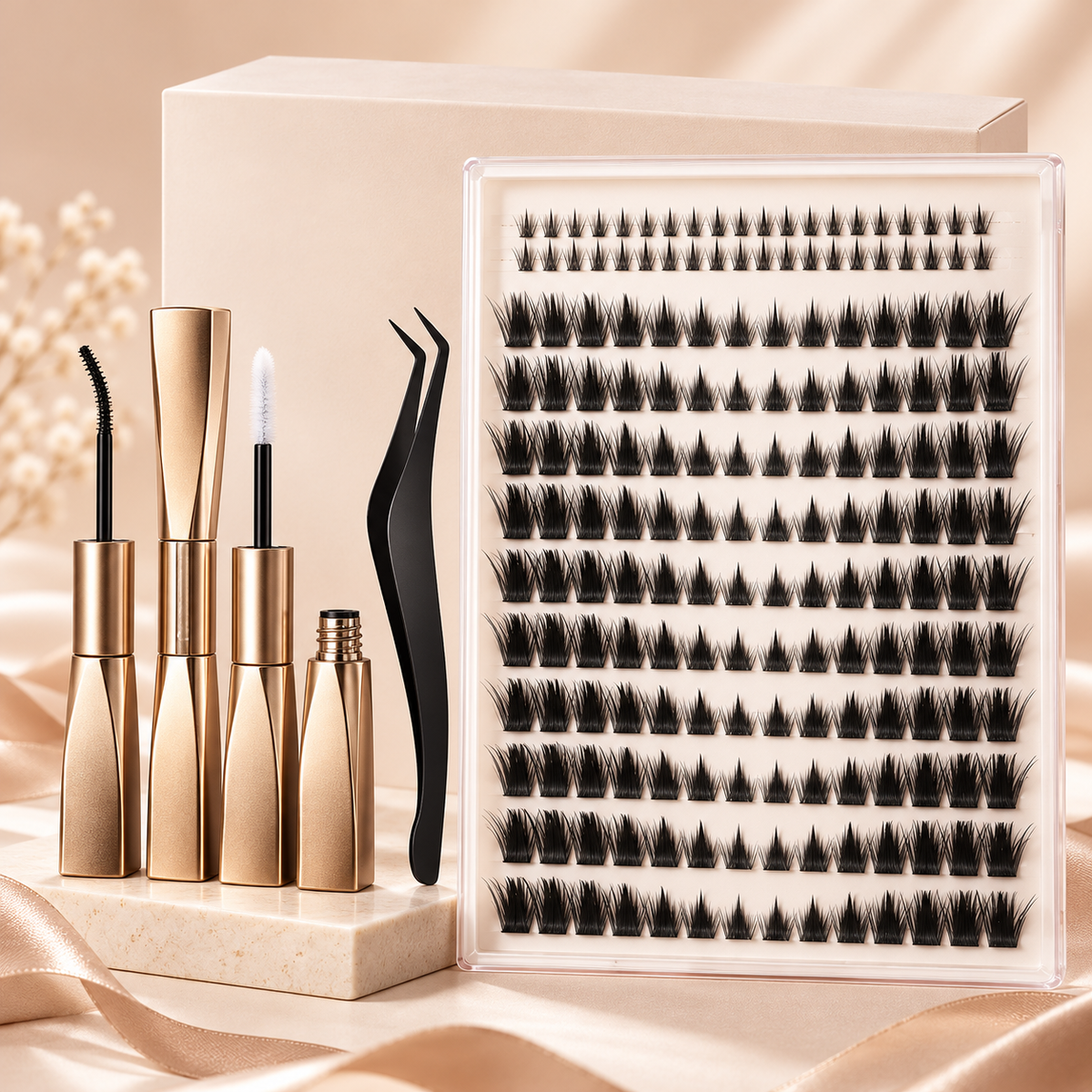 🍂 Fall Sale – Fox Tail Lash Cluster Kit | Wispy & Fluffy DIY Lashes, Natural Fox-Eye Effect, Salon-Quality Lashes at Home