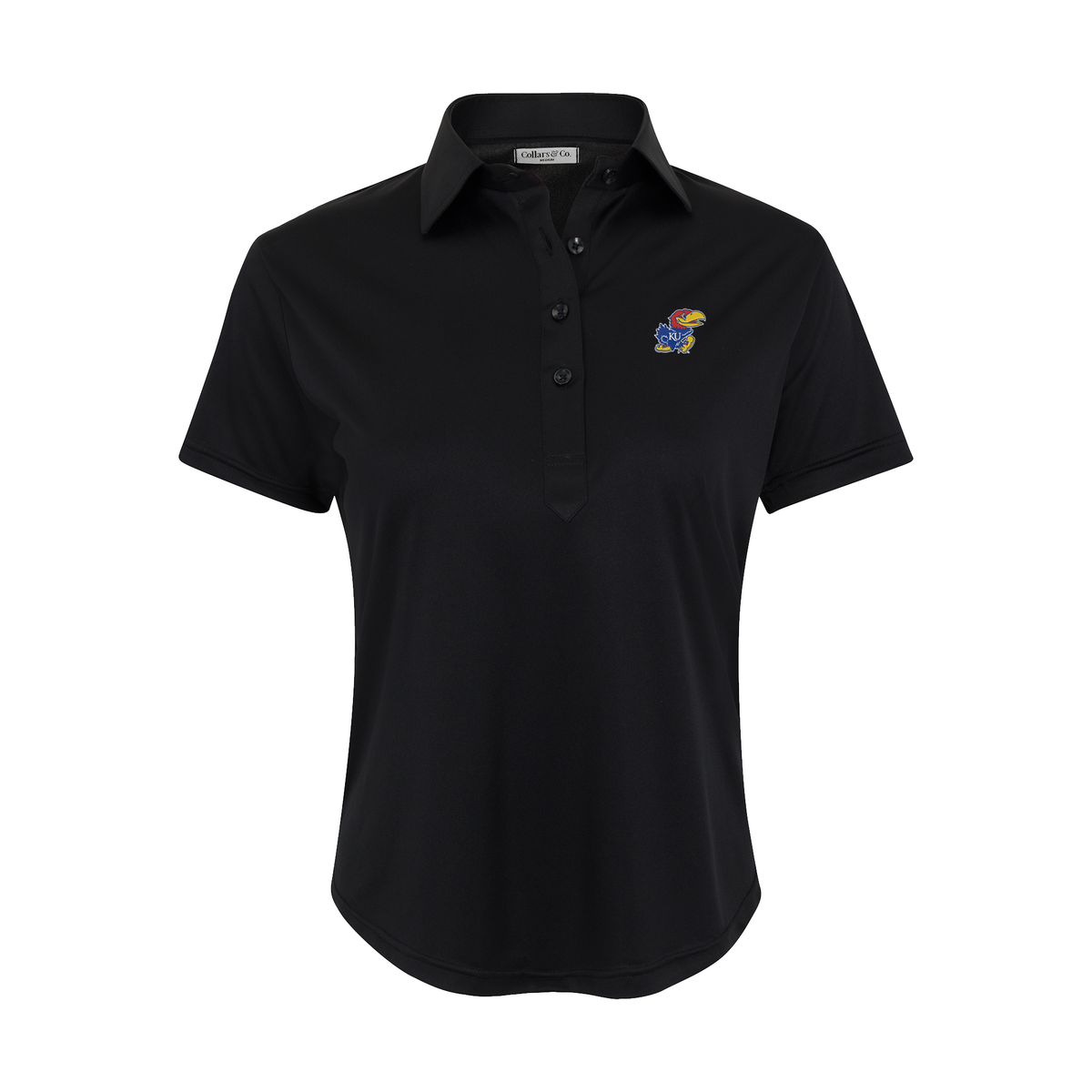 Kansas Women's Cap Sleeve Semi Spread Polo Black