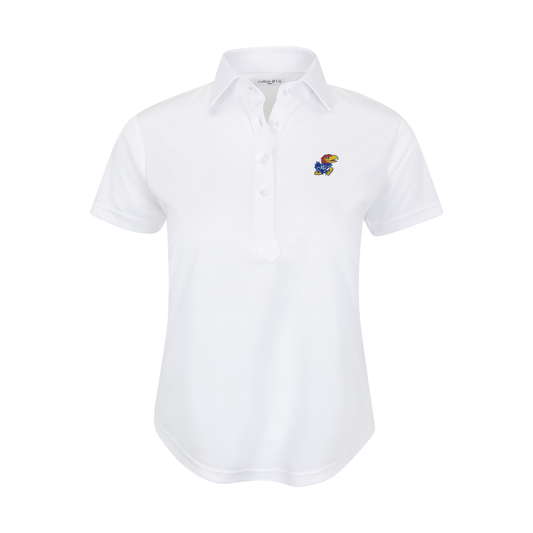 Kansas Women's Cap Sleeve Semi Spread Polo White