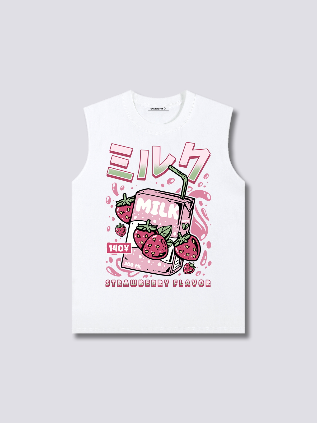 Front Print - Strawberry Milk Tank Top