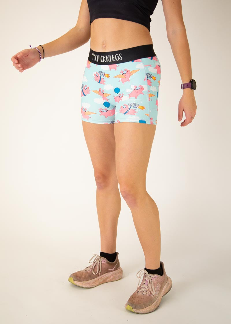 Women's Flying Pigs 3" Compression Shorts